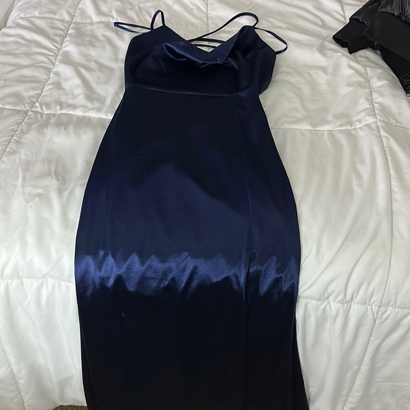 Bristol Formal Satin Lace-Up Dress navy blue - Picture 1 of 5